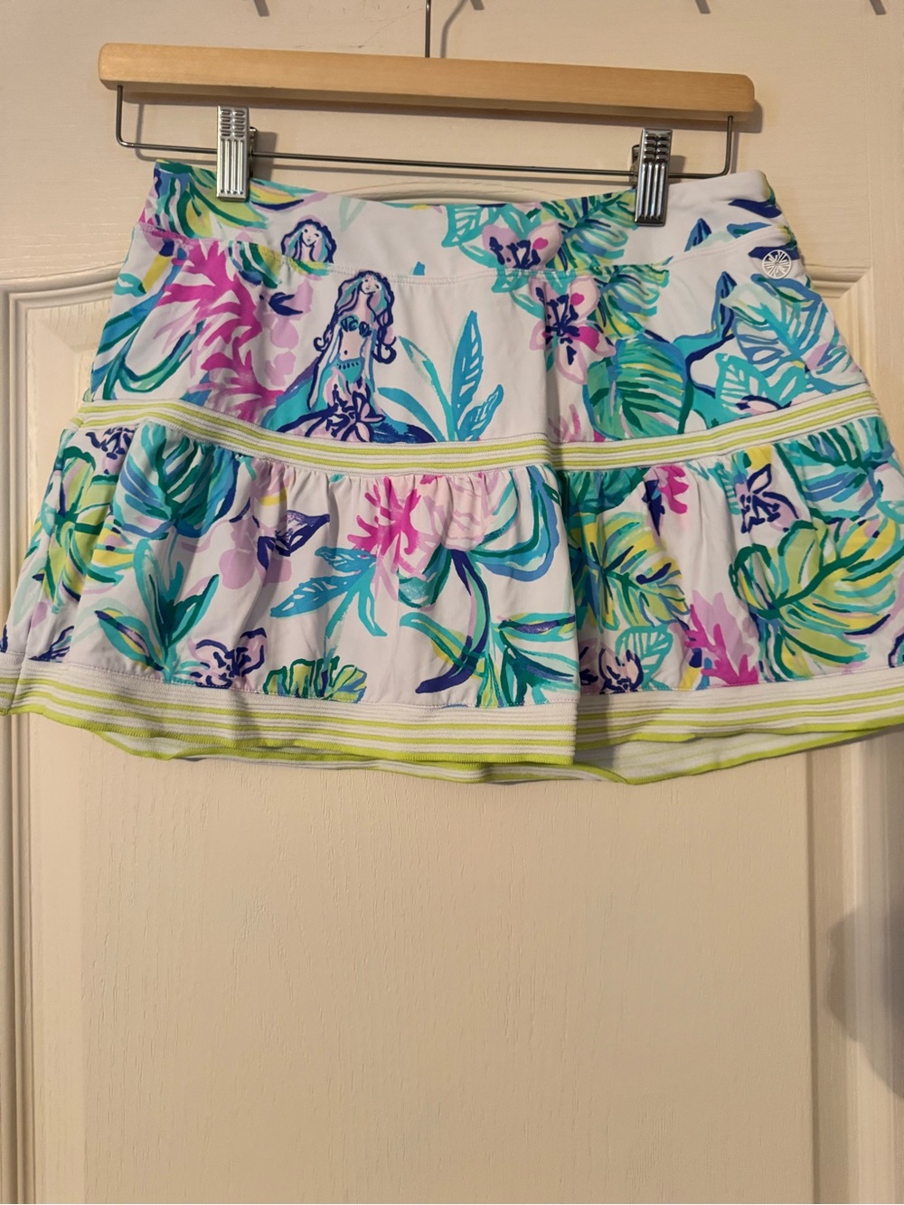 Lilly Pulitzer White Mini Skirt with Teal, Pink & Lime Floral Print